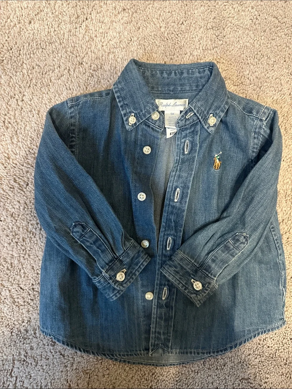 Worn Once - Ralph Lauren Kids 6-9M Denim Button-Down Shirt
